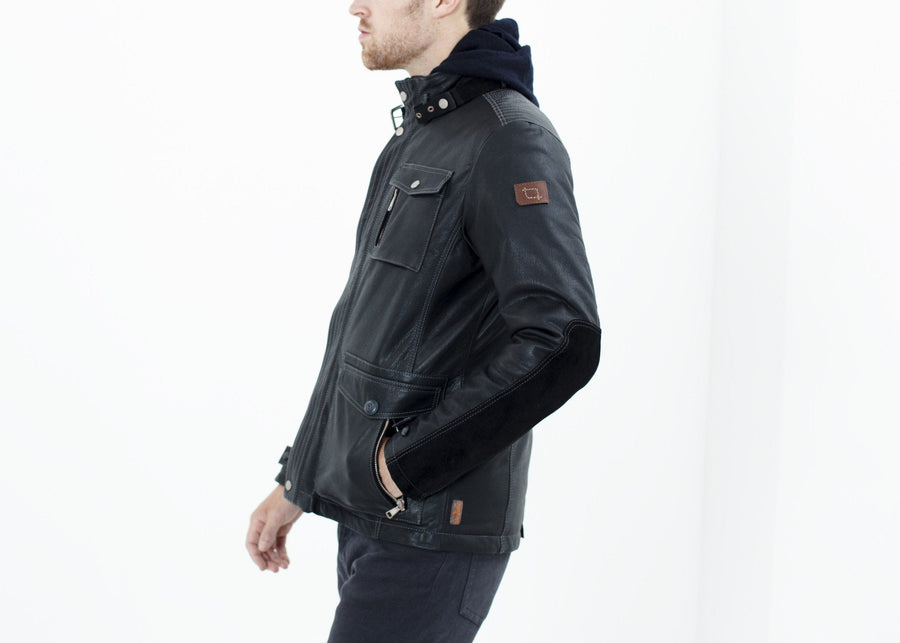 Prince Leather Field Jacket in Meteor
