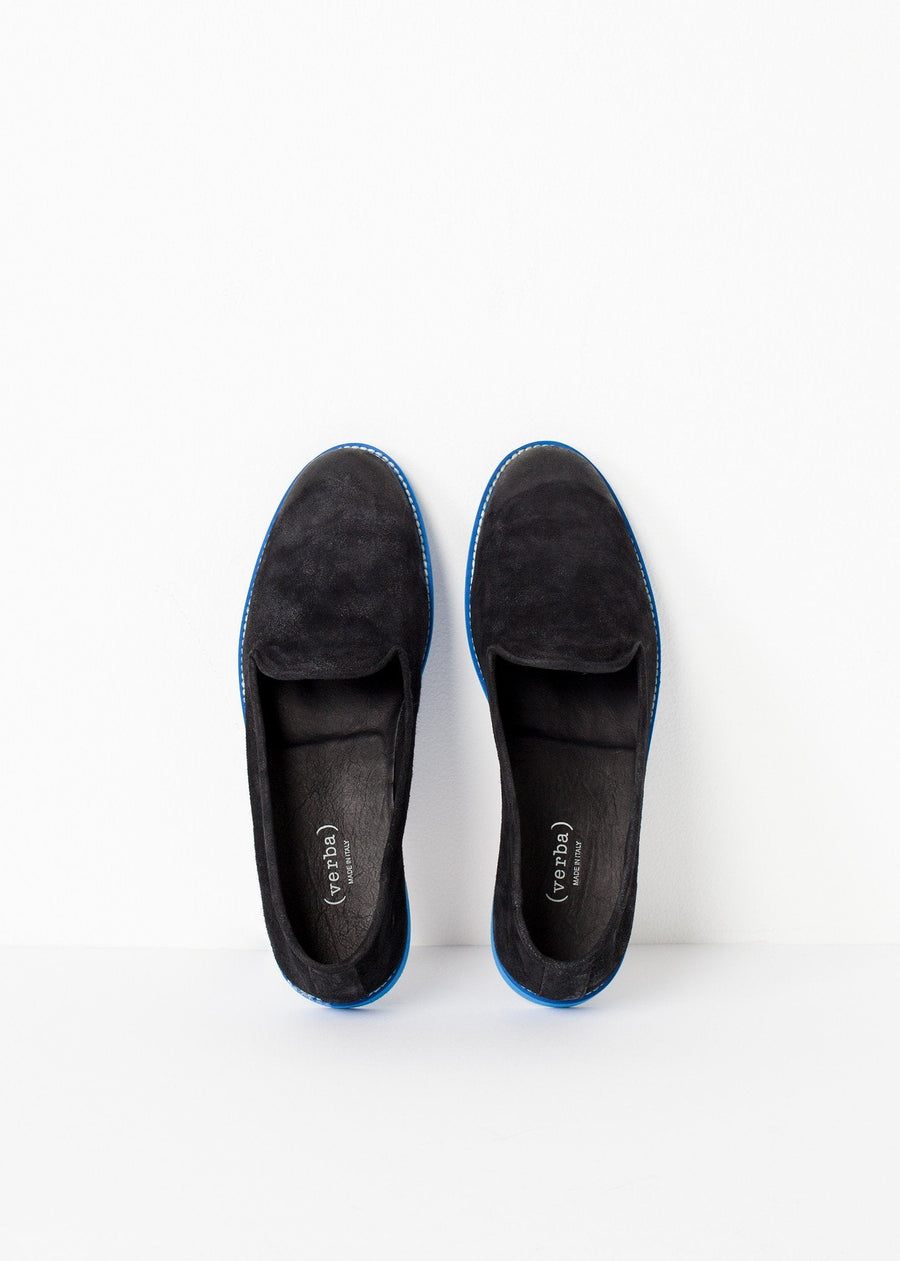Suede Loafers - Black/Blue